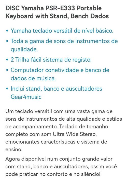 Teclado psr e333