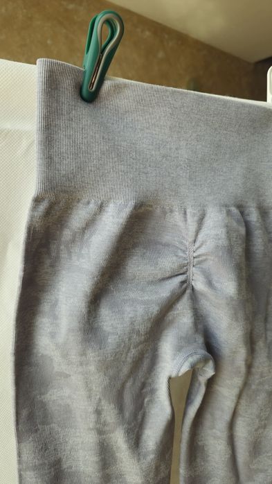 Gymshark Camo Seamless legginsy Lavender Grey szare XS 34 push up tali