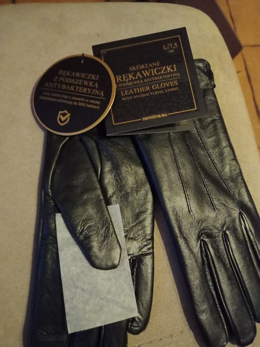 Rękawiczki skórzane Damskie antybakteryjne Semi line L/7.5