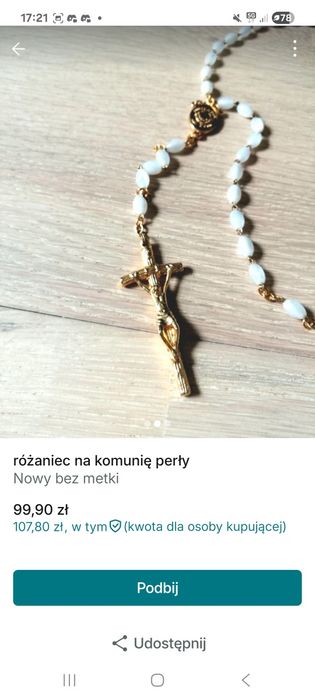 rozaniec na komunie lub na co dzien do kościółka perły