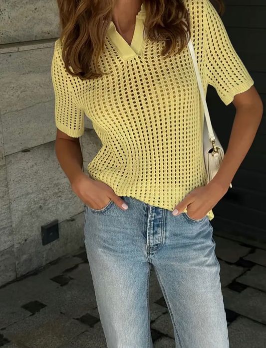 Жіноча ажурна футболка-поло xl (50-52)