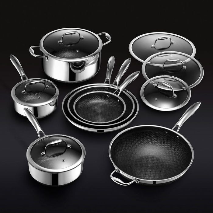 Набір гібридного посуду HexClad з кришками, 13 предметів