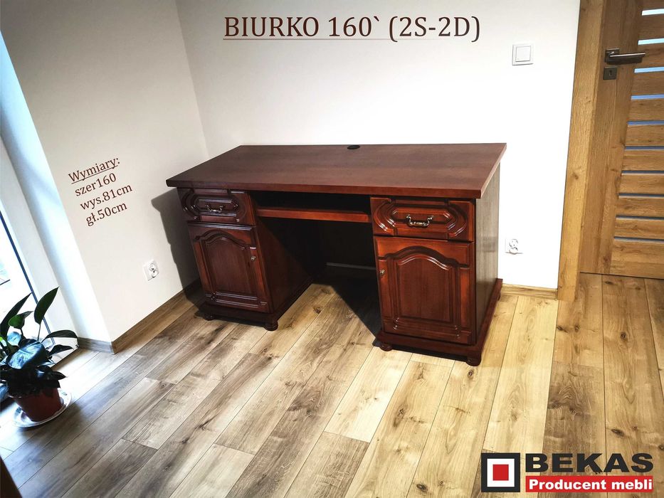 Komoda Biurko 160` (2s-2D) Sliczne Bekas Meble Stylowe Orzech Dąb