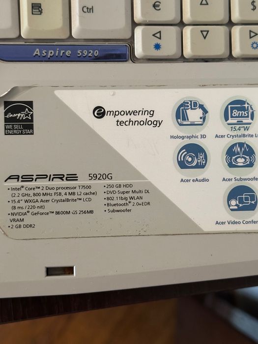 Продам ноутбук Aser 5920G