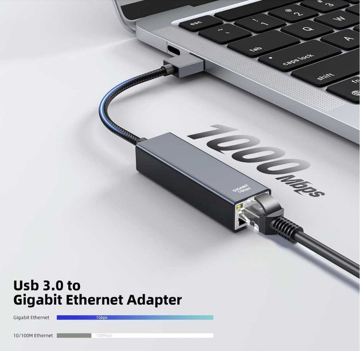 Adapter USB na Ethernet USB 3.0 na LAN, 1000 Mbps RJ45