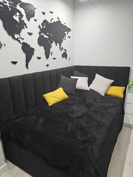 Łóżko tapicerowane narożne dziecięce młodzieżowe pojemnik stelaż