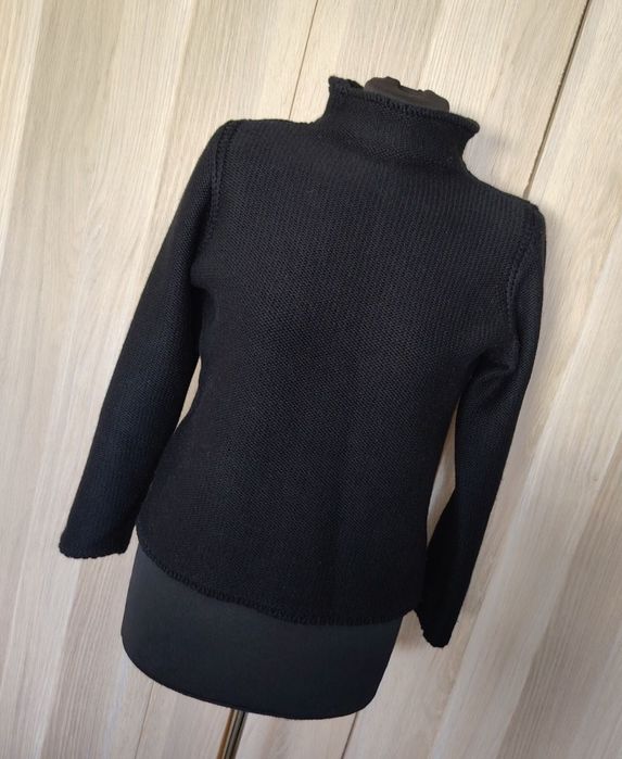 Czarny półgolf damski 50% merino wełna 7/8 rękaw XS/S/M