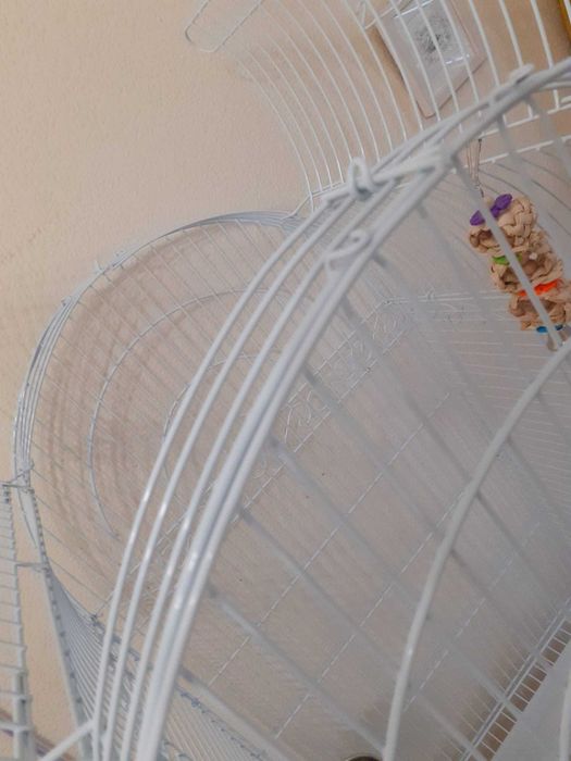 Gaiola de Papagaio Grande Branca Pouco Uso