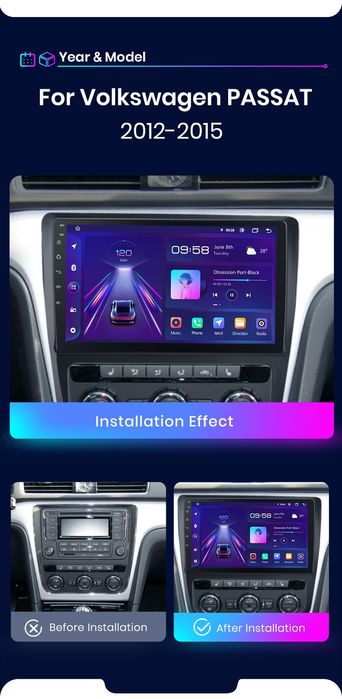 Rádio Android Volkswagen Passat 2012-15 Carplay GPS wifi BT NOVO