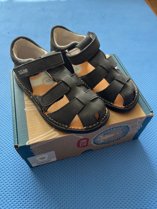 Шкіряні сандалії d.d.step barefoot (темно-сині), 25 розмір