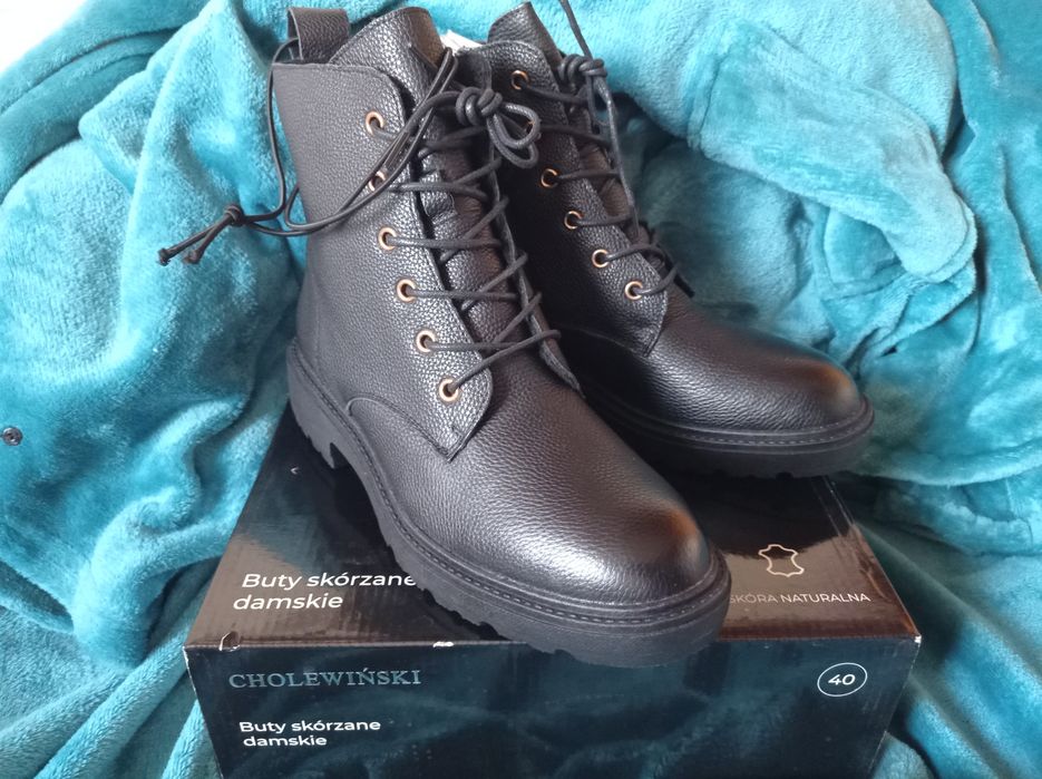 Buty botki sznurowane Cholewiński skóra naturalna 40
