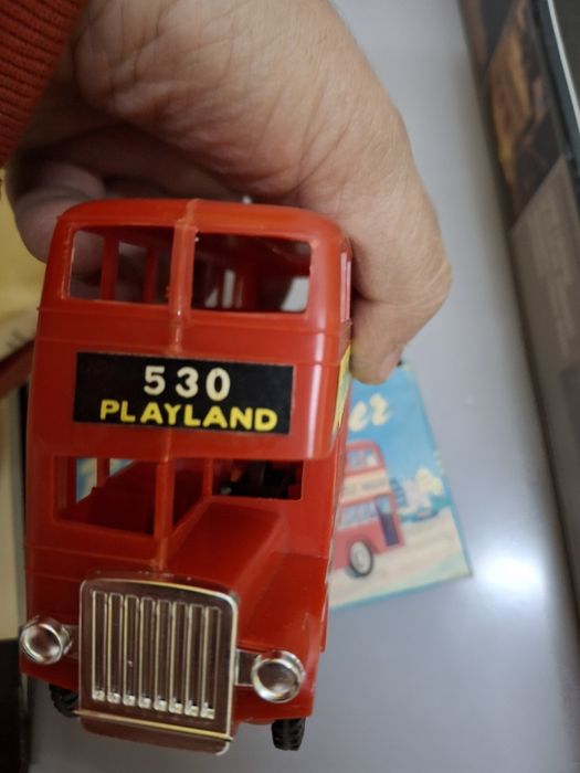 Brinquedo plastico antigo vintage autocarro ingles na caixa