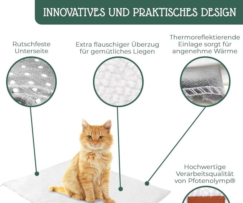 Nowy koc samonagrzewający / mata grzewcza dla kota Pfotenolymp !2122!
