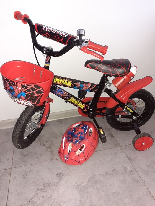 Rowerek 12 cali z bocznymi kółkami Spiderman plus kask Spiderman NOWE