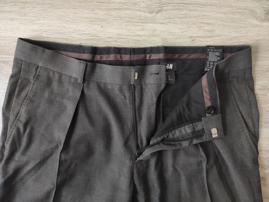 Spodnie garniturowe szare L wiskoza H&M