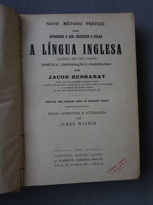 Livro Novo Método Prático da Língua Inglesa - Jacob Bensabat 1935