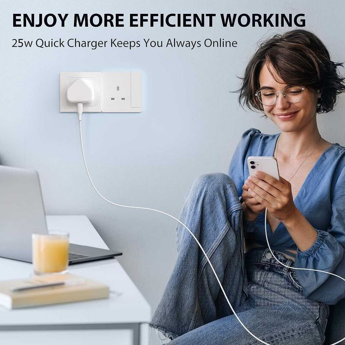 Szybka ładowarka USB-C 25W iPhone, iPad, Apple Watch, Galaxy + Gratis