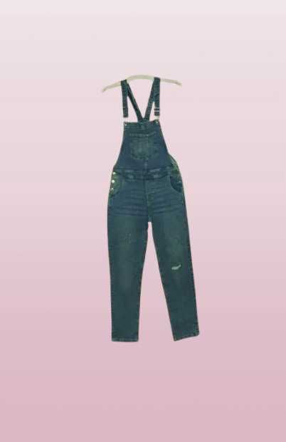 Ogrodniczki jeansowe spodnie bawełna + elastan zwężane S/M / 327O