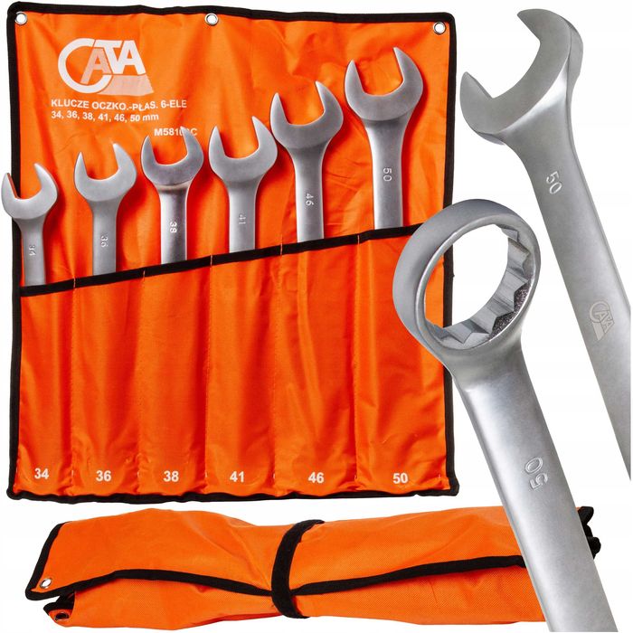 CATA Zestaw kluczy płasko-oczkowych CrV 34-50 mm 6 el.