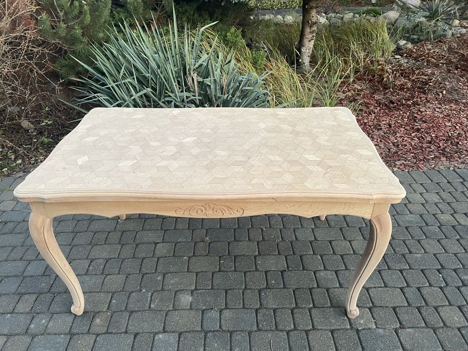 Stół 6 krzeseł w stylu ludwikowskim oczyszczone dąb stan surowy