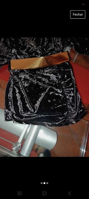 Vestido preto de veludo com cinto dourado, Zara,novo
