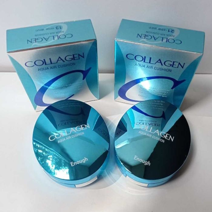 Тон 13, 21. SPF50+ Зволожуючий кушон із колагеном Enough Collagen Aqua Air Cushion