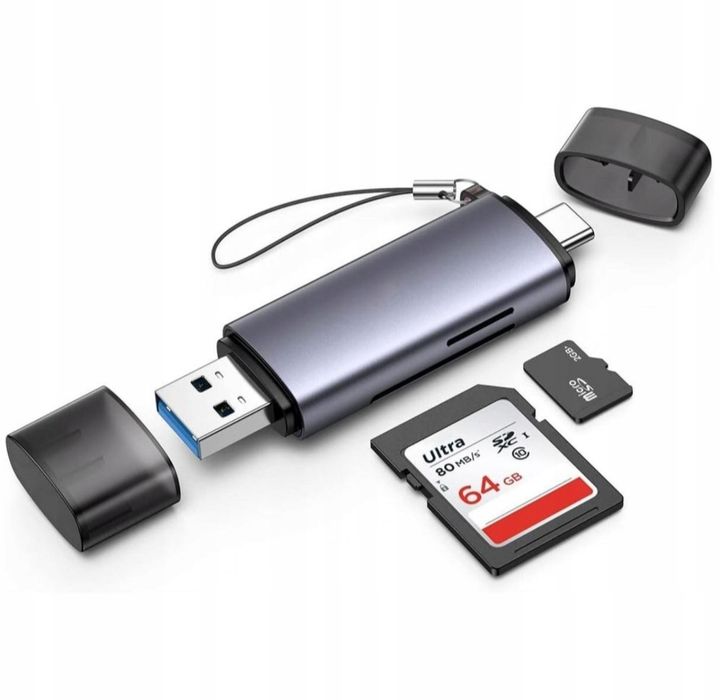 Czytnik Kart SD microSD TF 2w1 USB 3.0 USB-C 5Gb/s