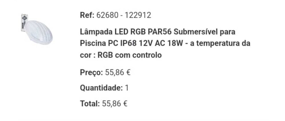 Lâmpada LED para Piscina