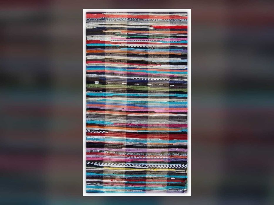 Nowy Dywanik Bawełniany Boho 80x160 cm Ręcznie Tkany Chodnik Kolorowy z Frędzlami Dywan do Prania