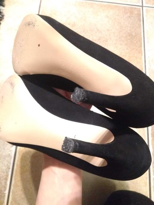 Gino Rossi Olivia czarny welur zamsz 37.5 peep toe