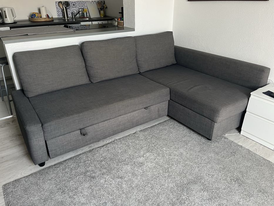 Sofá cama de canto 3 lugares c/arrumação