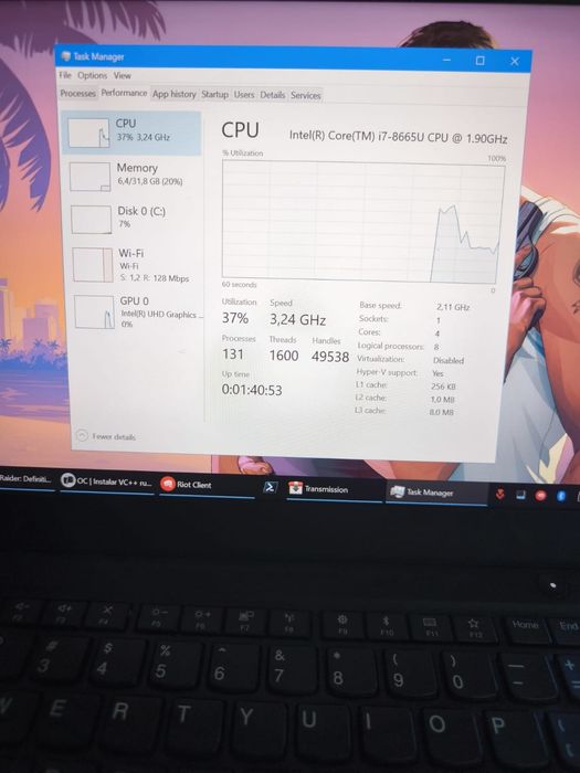 Portátil Gaming i7 8665H  RAM 32GB Intel HD Fortnite Csgo2