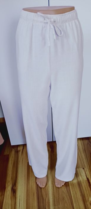 Spodnie lniane Stradivarius rozmiar S na gumce szerokie nogawki