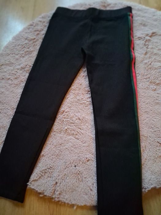 Legginsy czarne z lampasami 36-38 spodnie ,casual