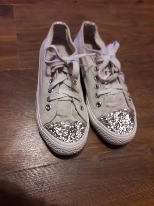 Tenisówki Trampki McKey z srebrnymi cekinami