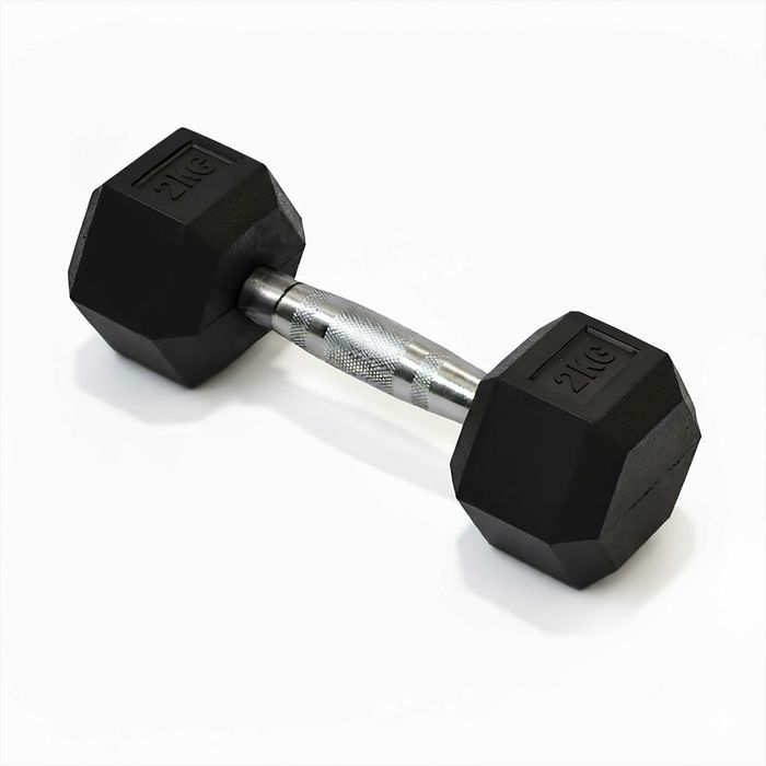 Hantla hantle hex żeliwny do ćwiczeń gumowany żeliwo 2kg powlekane