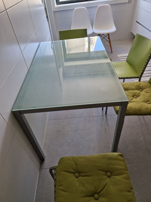 Mesa aço inoxidavel com vidro temperado