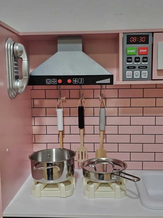 Дитяча дерев'яна кухня Модена Pink, звукові та світлові ефекти, вода