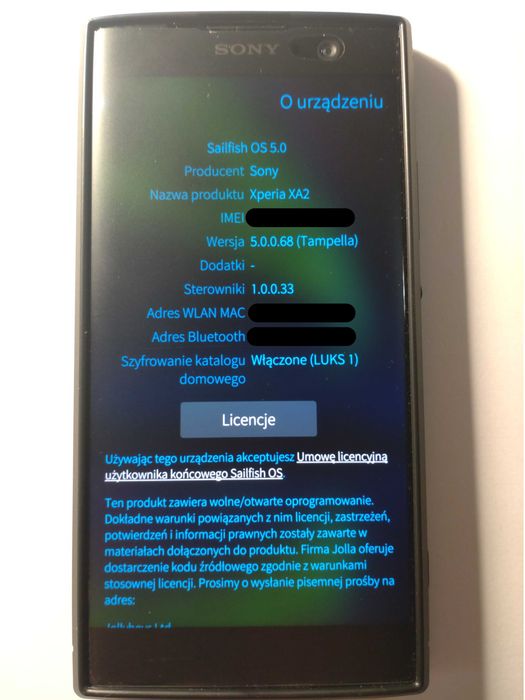 Sony Xperia XA2 Sailfish OS BEZPIECZNY LINUX