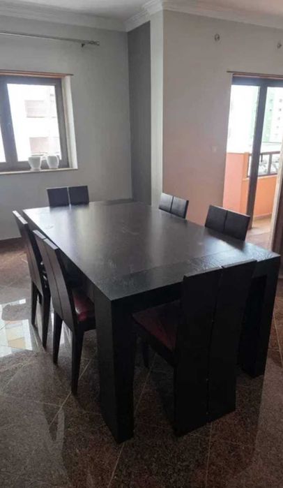 Mesa jantar extensível madeira maciça + 6 cadeiras (Liga Mobiliário)