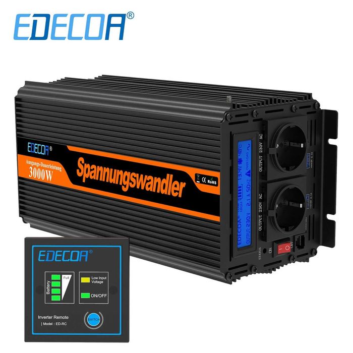 Inversor Edecoa 12V-220V 3000W p/ Autocaravana/Camião/jipes Novo