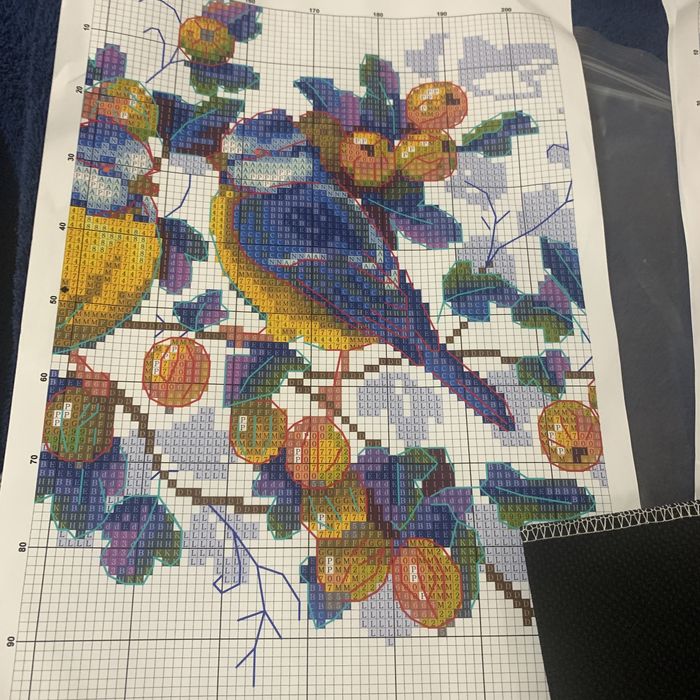 Набор для вышивки крестиком Сине желтые птицы