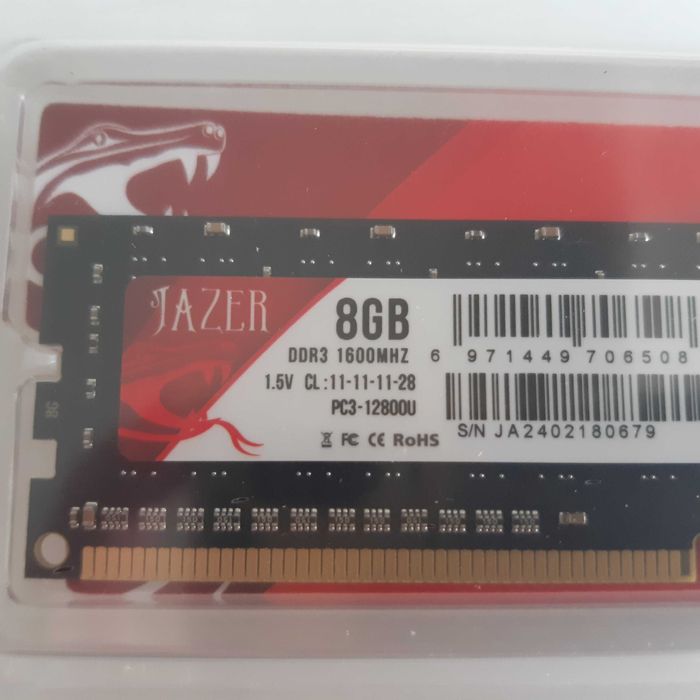 Jazer Memory for Desktop Tower, 8GB RAM DDR3 1600MHz PC3-12800U, New64552990000129122
