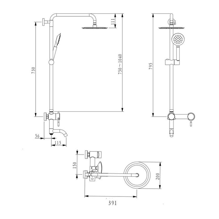 НОВА Душова система універсальна в колірі нікель розпродаж