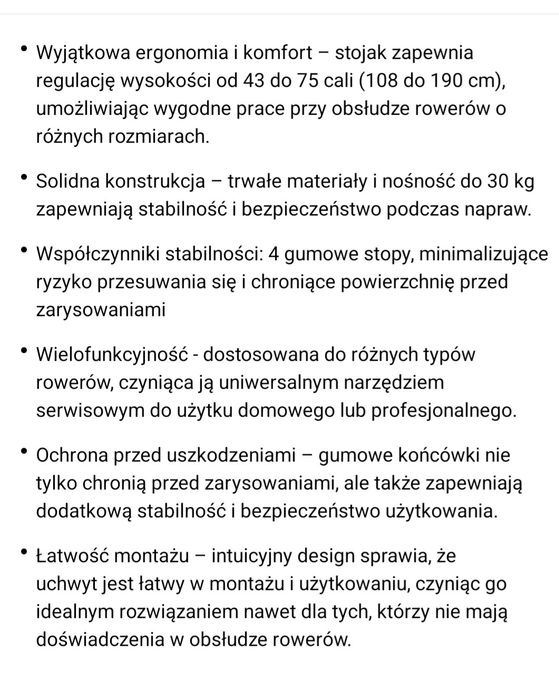 Stojak rowerowy serwisowy