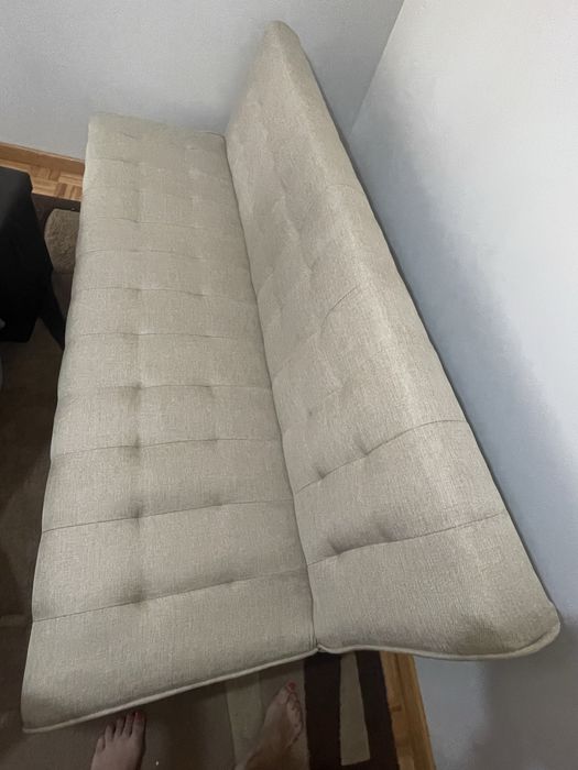 Sofá Cama 3 lugares Bege Click Clack Casa