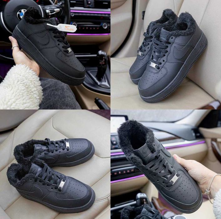 Кроссовки Nike Air Force 1 Low Black Winter 36-45 Мех! Новинка Сезона!