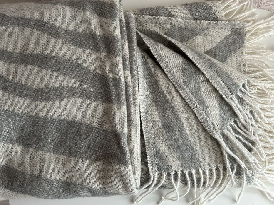 Плед напіввовняний 140х160 Молочно-сірий