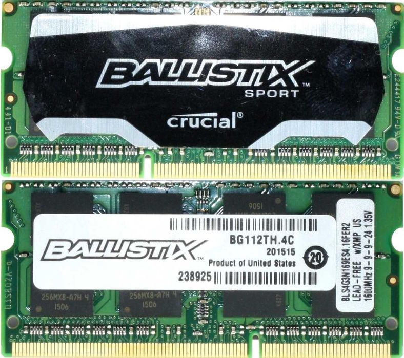 Комплекти 8GB 2x4GB SO-DIMM DDR3L 1600MHz від Samsung/Crucial/Hynix/Micron