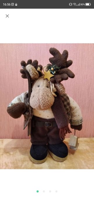 Новогодняя игрушка мягкий зимний олень